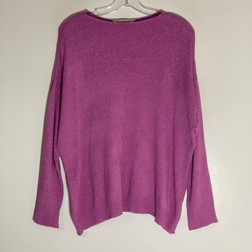 Davi & Dani Sweater Womens Medium Pink‎ Comfy Oversized Warm Boho Chic Retro M